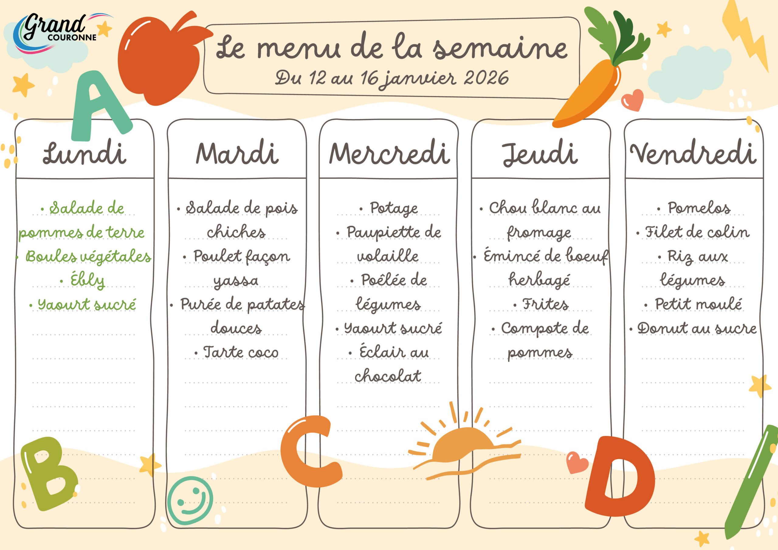 Maquette menu de la semaine 03