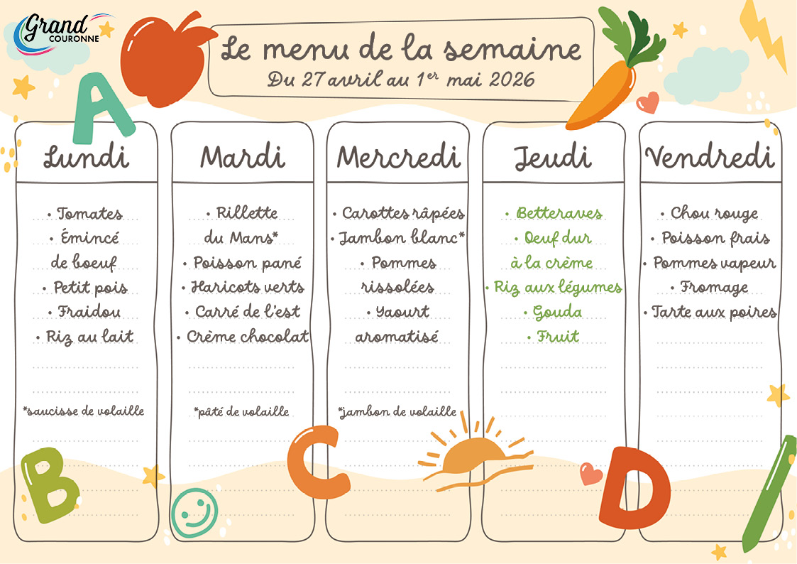 Maquette menu de la semaine 18