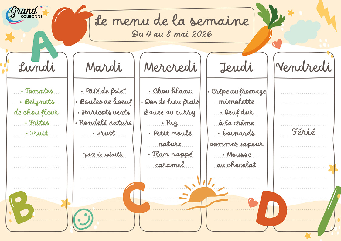 Maquette menu de la semaine 19