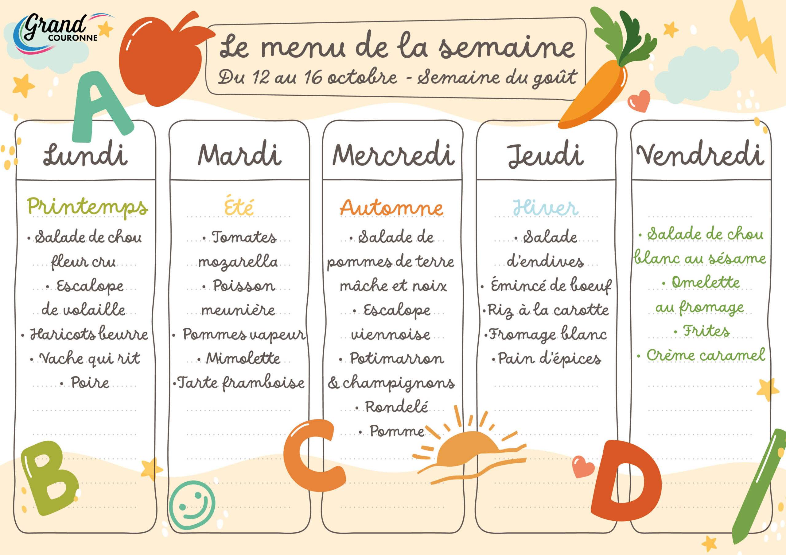 Maquette menu de la semaine 42
