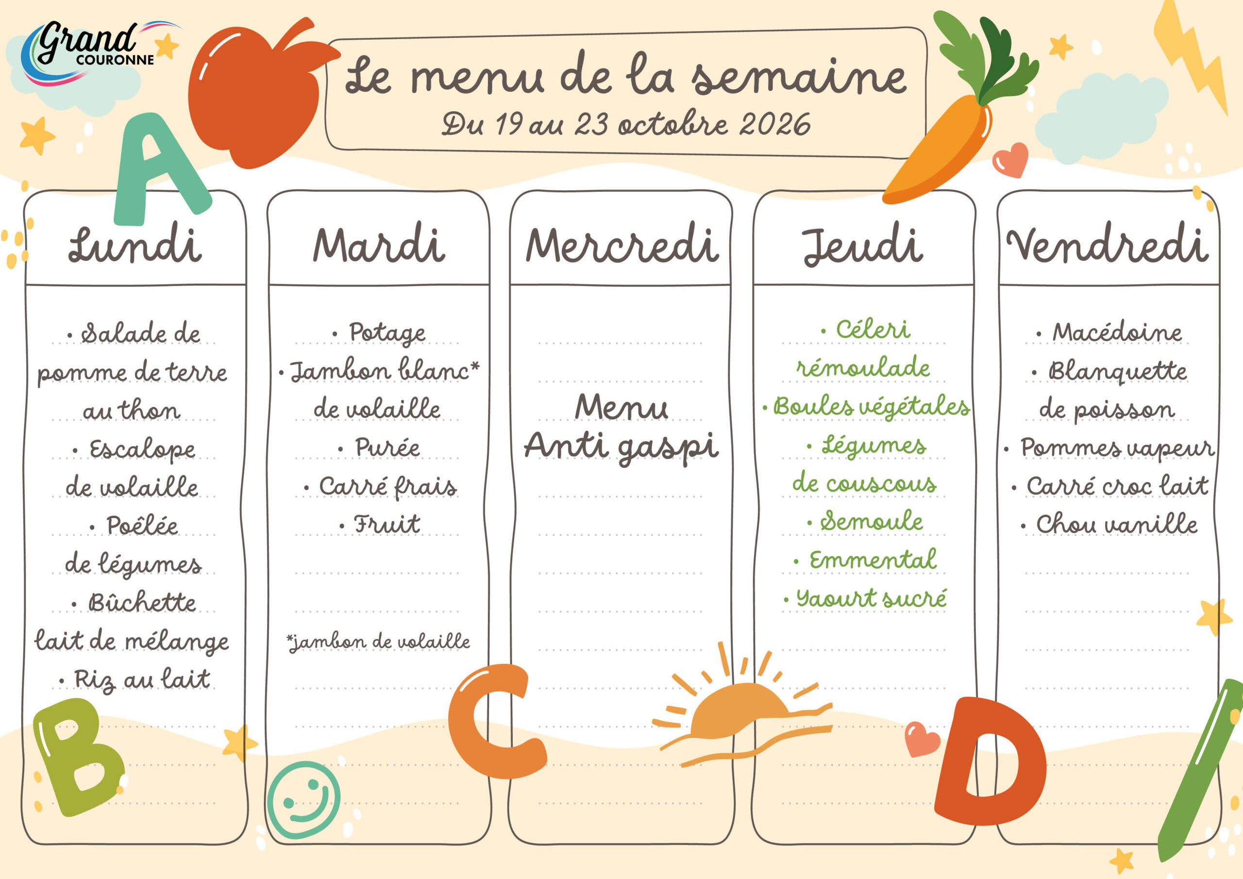 Maquette menu de la semaine 43